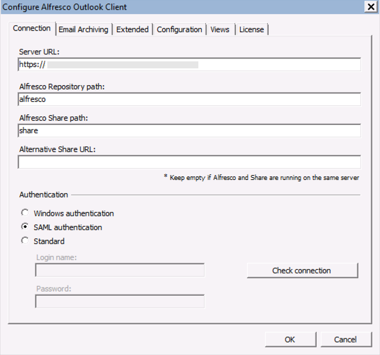 Alfresco client configuration in Outlook