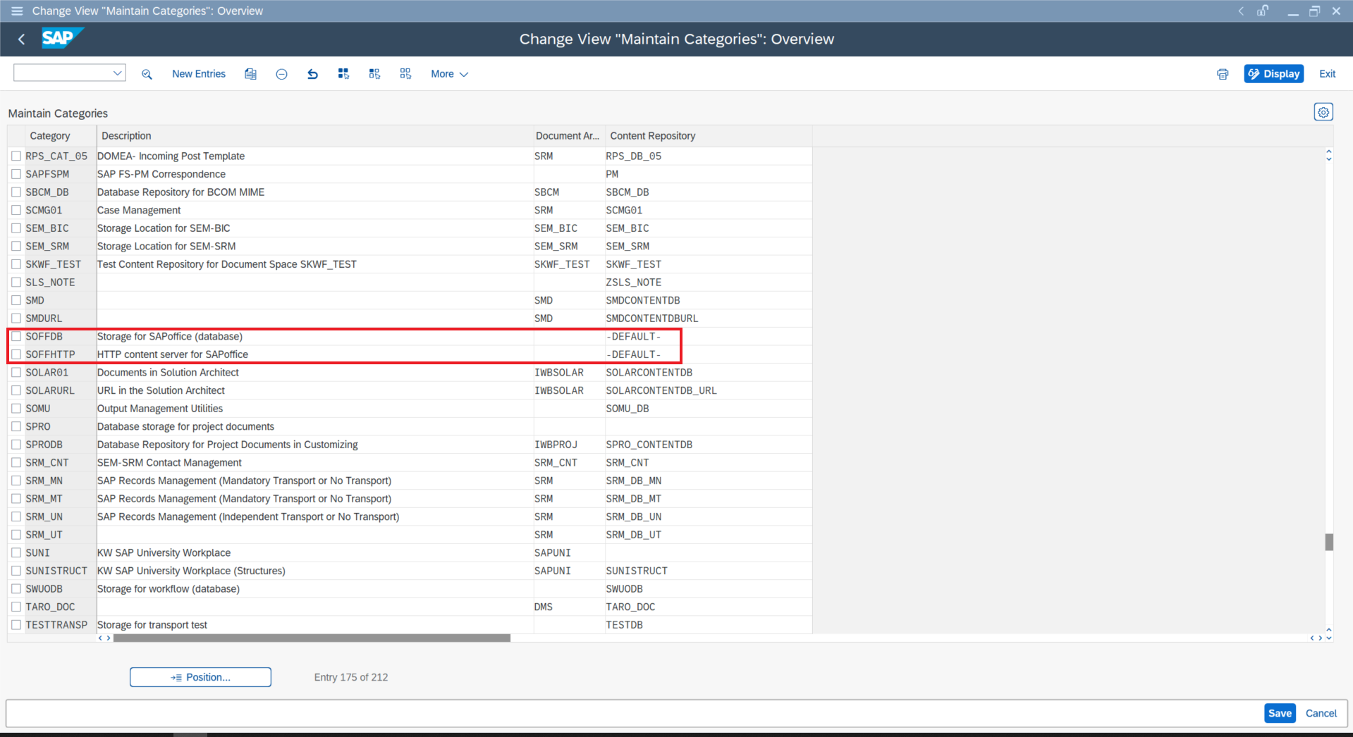 Change SOFFDB and SOFFHTTP categories